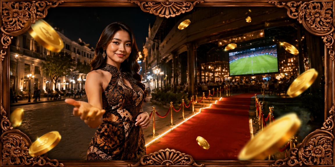 Model menunjukkan pengalaman bermain casino betting di platform mobile