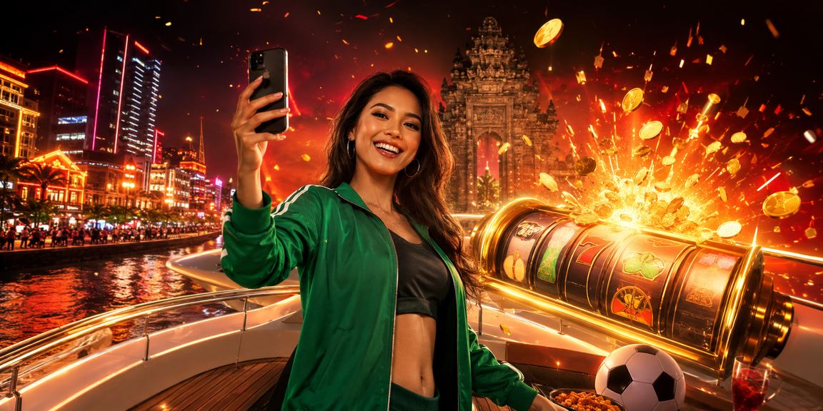 Visual permainan slot neon berwarna-warni